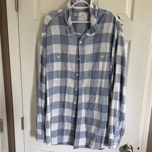 Sonoma Baby Blue and White Plaid Men's Shirt